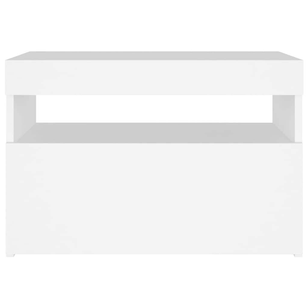Comodino e Luci LED Bianco 60x35x40 cm in Legno Multistrato | homemem39
