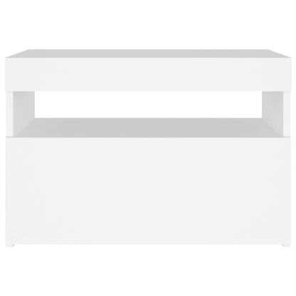 Comodino e Luci LED Bianco 60x35x40 cm in Legno Multistrato | homemem39