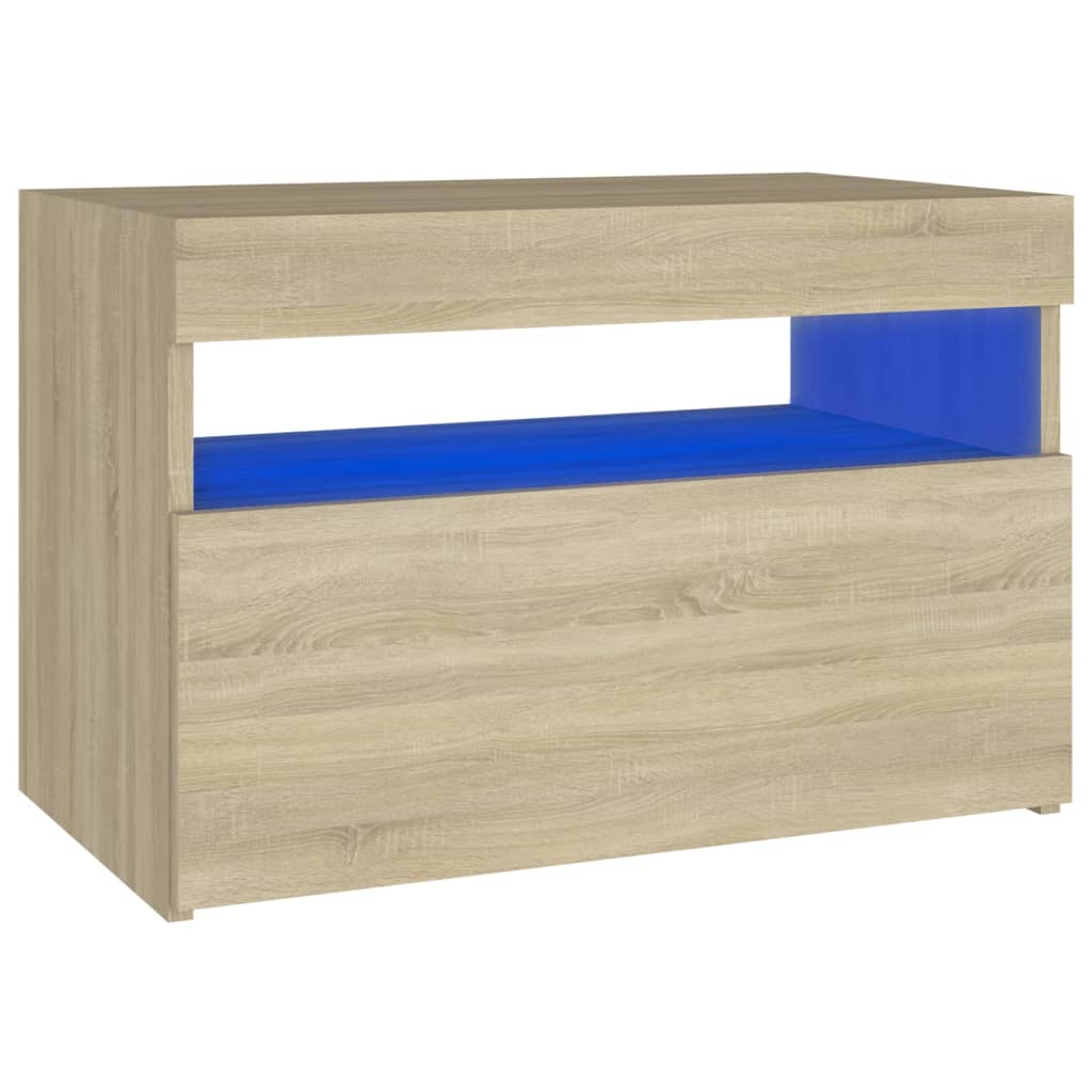 Comodino con Luci LED Sonoma 60x35x40 cm in Legno Multistrato - homemem39
