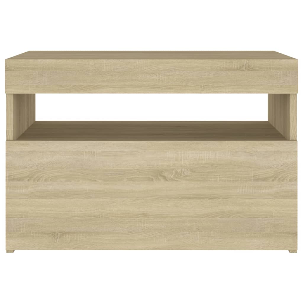 Comodino con Luci LED Sonoma 60x35x40 cm in Legno Multistrato - homemem39