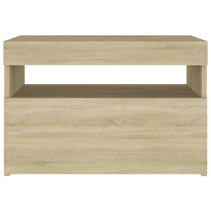 Comodino con Luci LED Sonoma 60x35x40 cm in Legno Multistrato - homemem39
