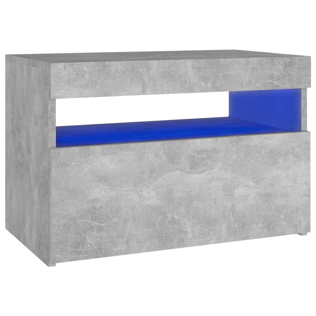 Comodino con Luci LED Grigio Cemento 60x35x40 cm - homemem39