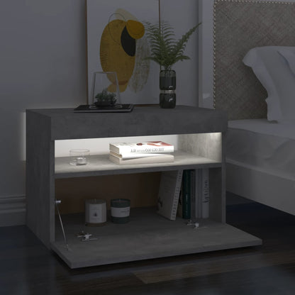 Comodino con Luci LED Grigio Cemento 60x35x40 cm | homemem39