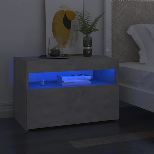 Comodino con Luci LED Grigio Cemento 60x35x40 cm - homemem39