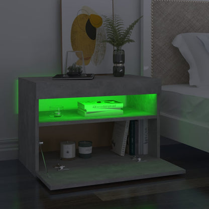 Comodini con Luci LED 2 pz Grigio Cemento 60x35x40 cm - homemem39