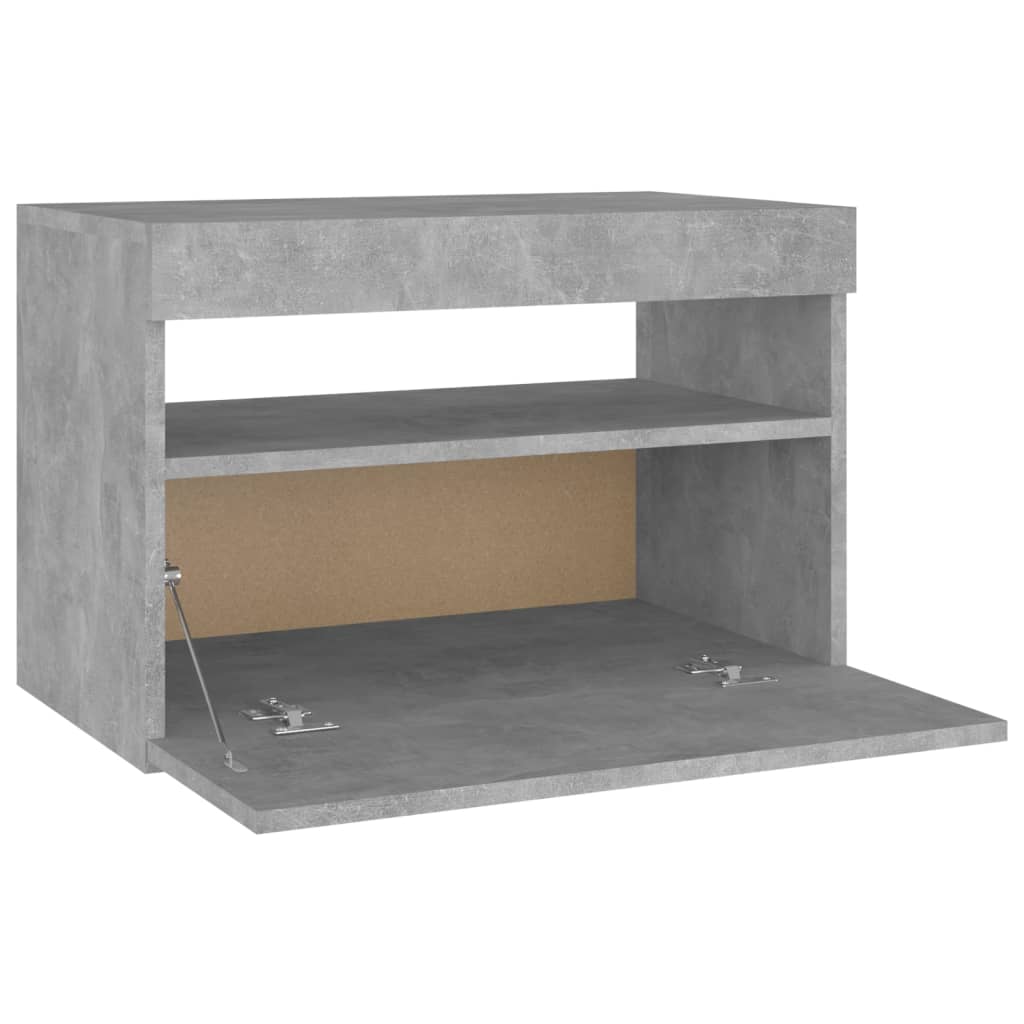 Comodini con Luci LED 2 pz Grigio Cemento 60x35x40 cm - homemem39