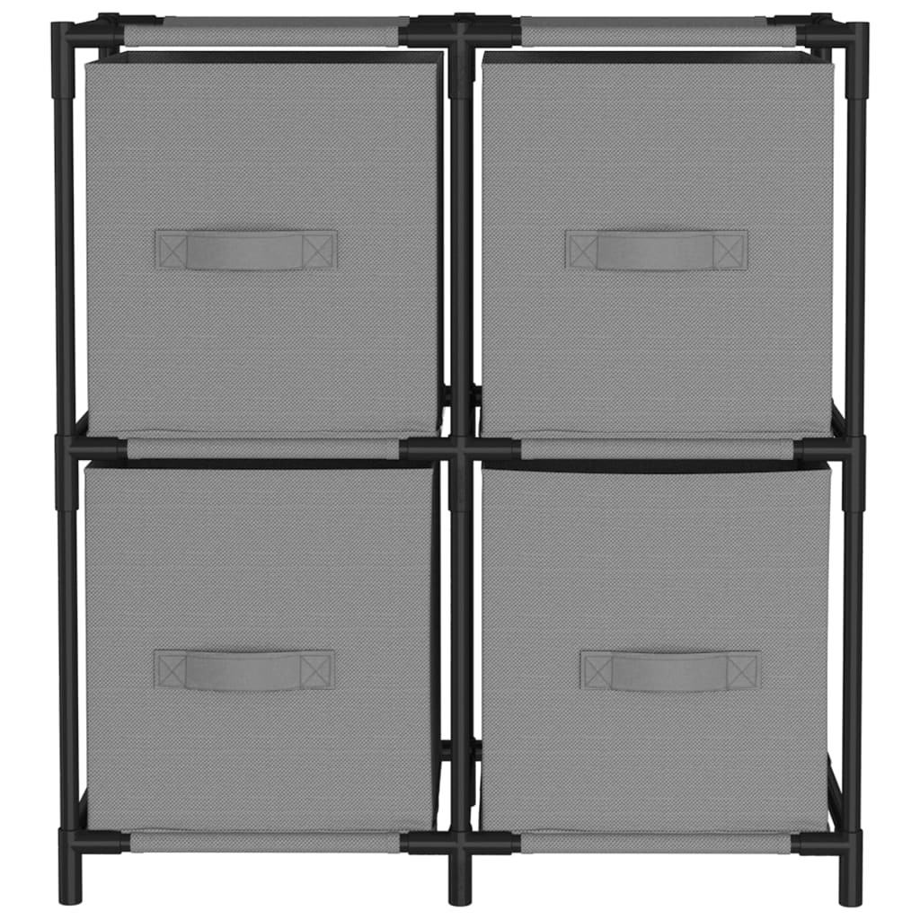 Armadietto con 4 Cesti in Tessuto Grigio 63x30x71 cm Acciaio