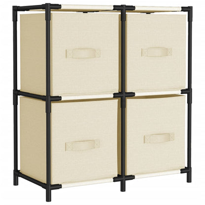 Cabinet with 4 Cream Fabric Baskets 63x30x71 cm Steel