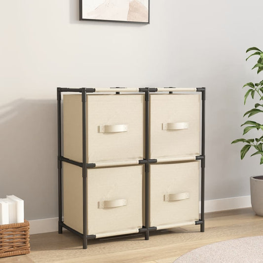 Cabinet with 4 Cream Fabric Baskets 63x30x71 cm Steel