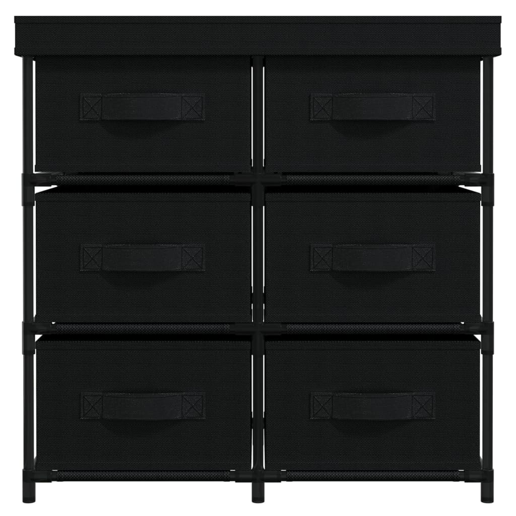 Armadietto con 6 Cassetti 55x29x55 cm Nero in Acciaio