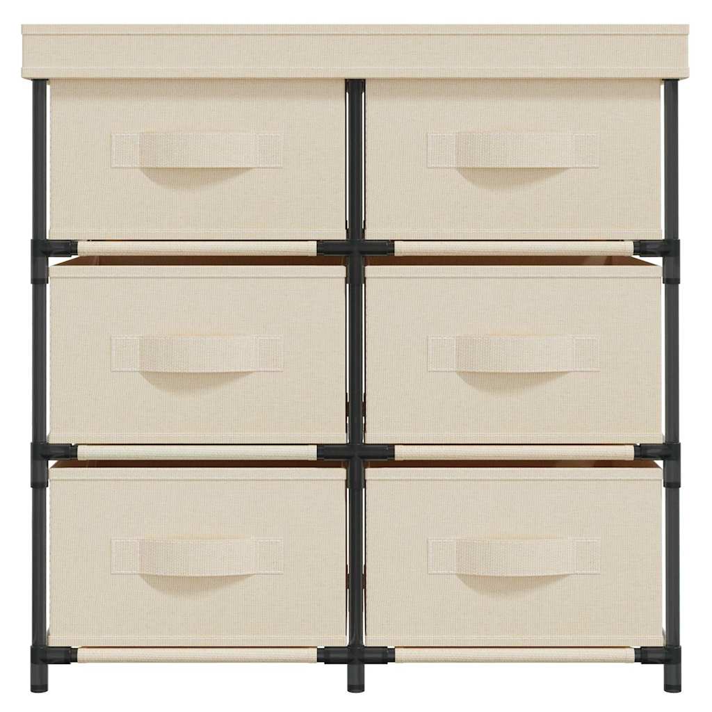 Armadietto con 6 Cassetti 55x29x55 cm Crema in Acciaio