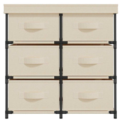 Armadietto con 6 Cassetti 55x29x55 cm Crema in Acciaio