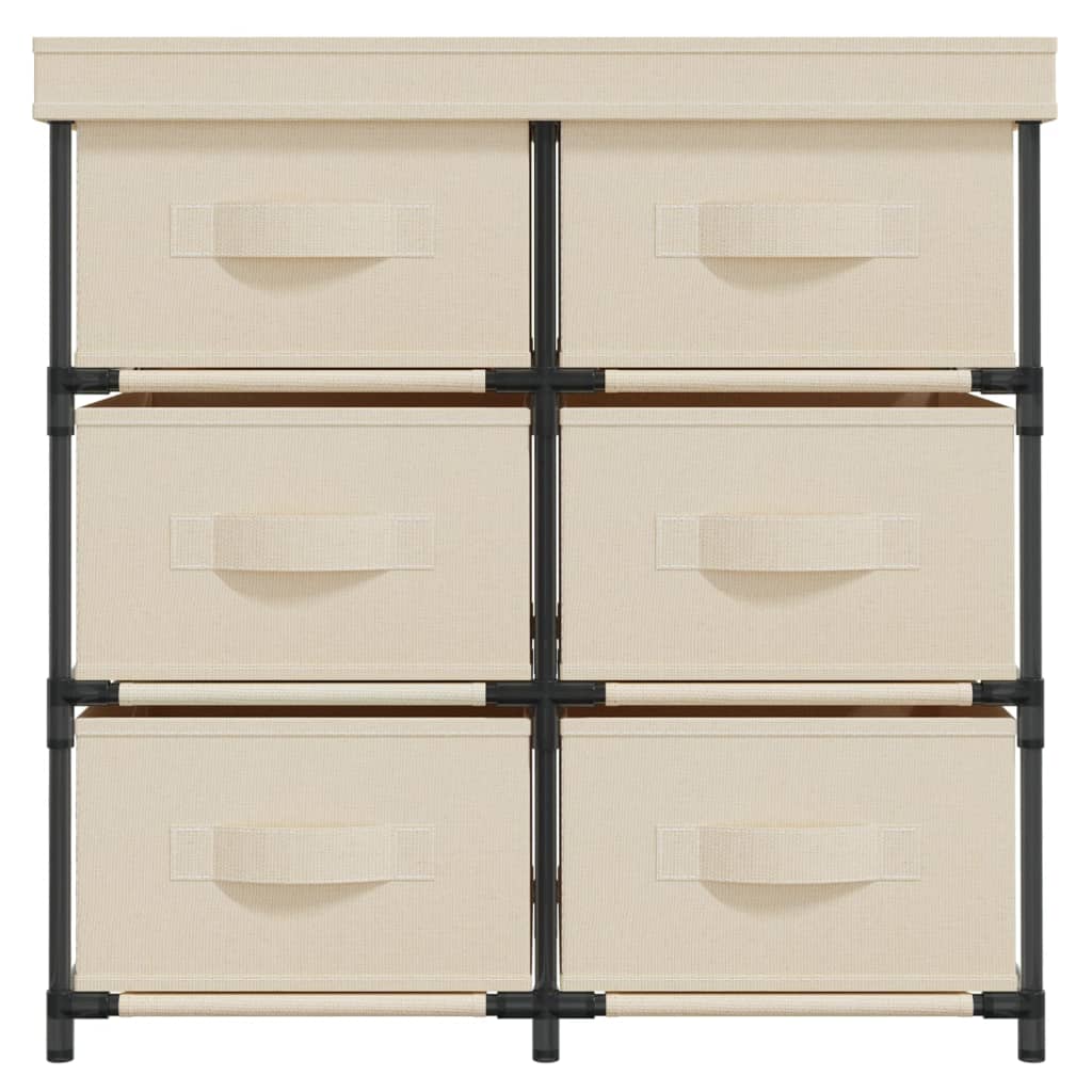 Armadietto con 6 Cassetti 55x29x55 cm Crema in Acciaio