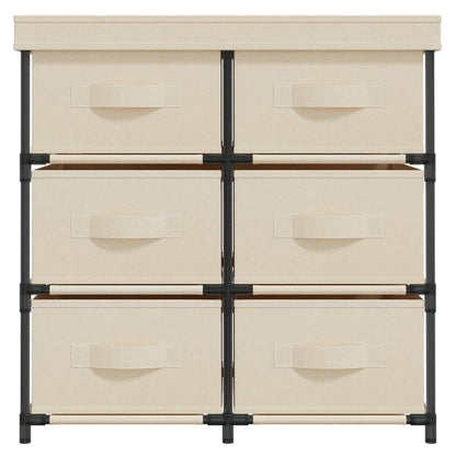 Armadietto con 6 Cassetti 55x29x55 cm Crema in Acciaio