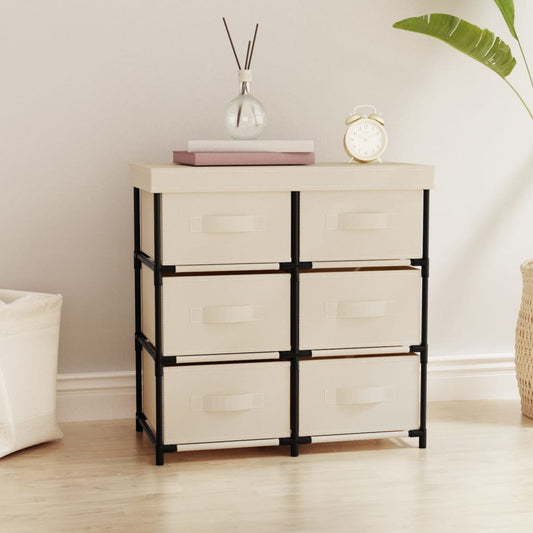 Armadietto con 6 Cassetti 55x29x55 cm Crema in Acciaio | homemem39