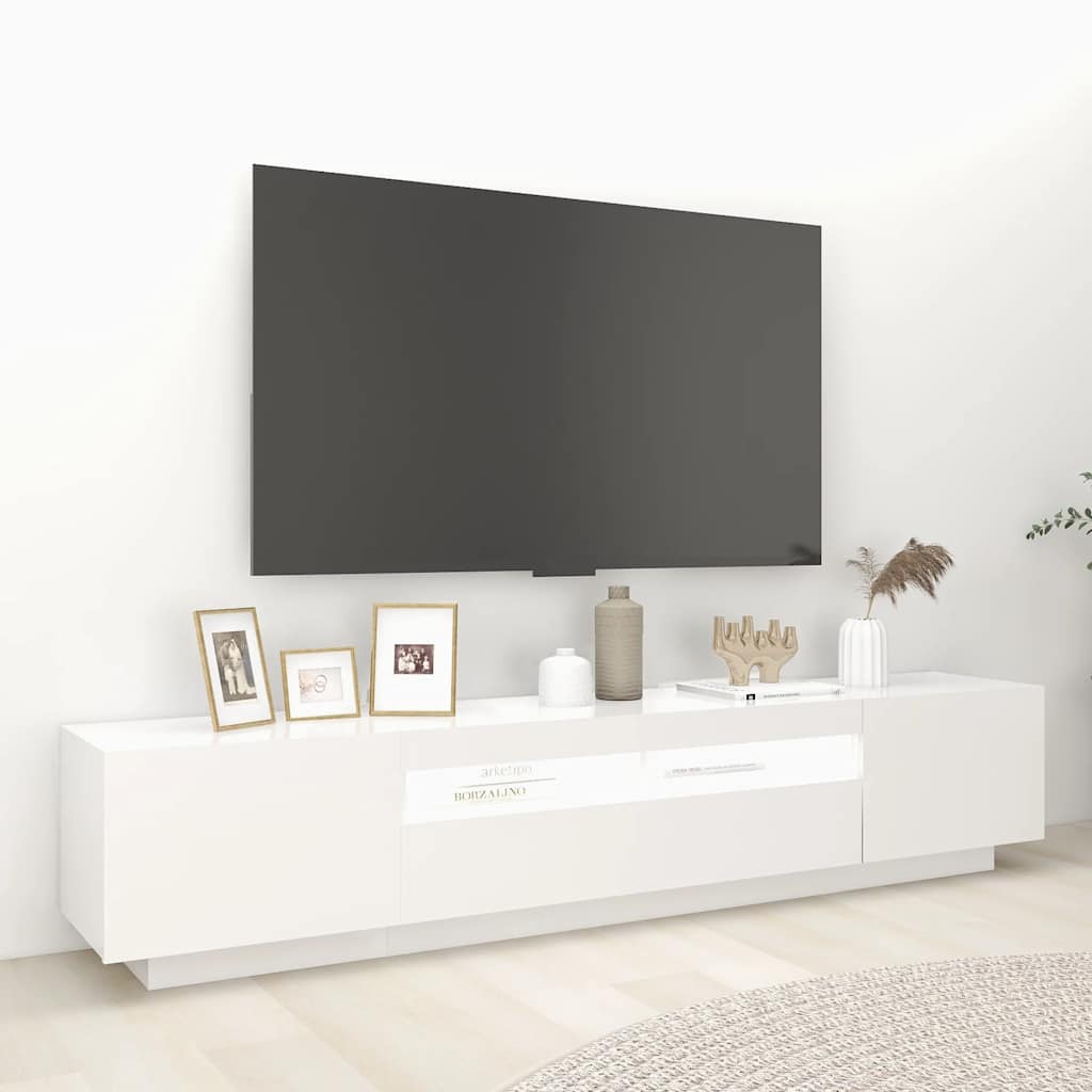 Mobile Porta TV con Luci LED Bianco 200x35x40 cm - homemem39
