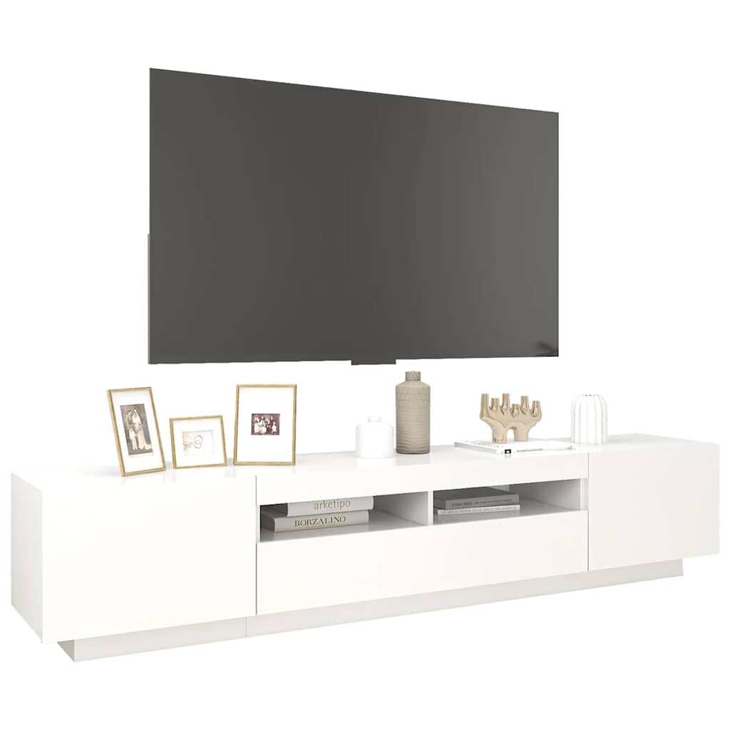 Mobile Porta TV con Luci LED Bianco 200x35x40 cm - homemem39
