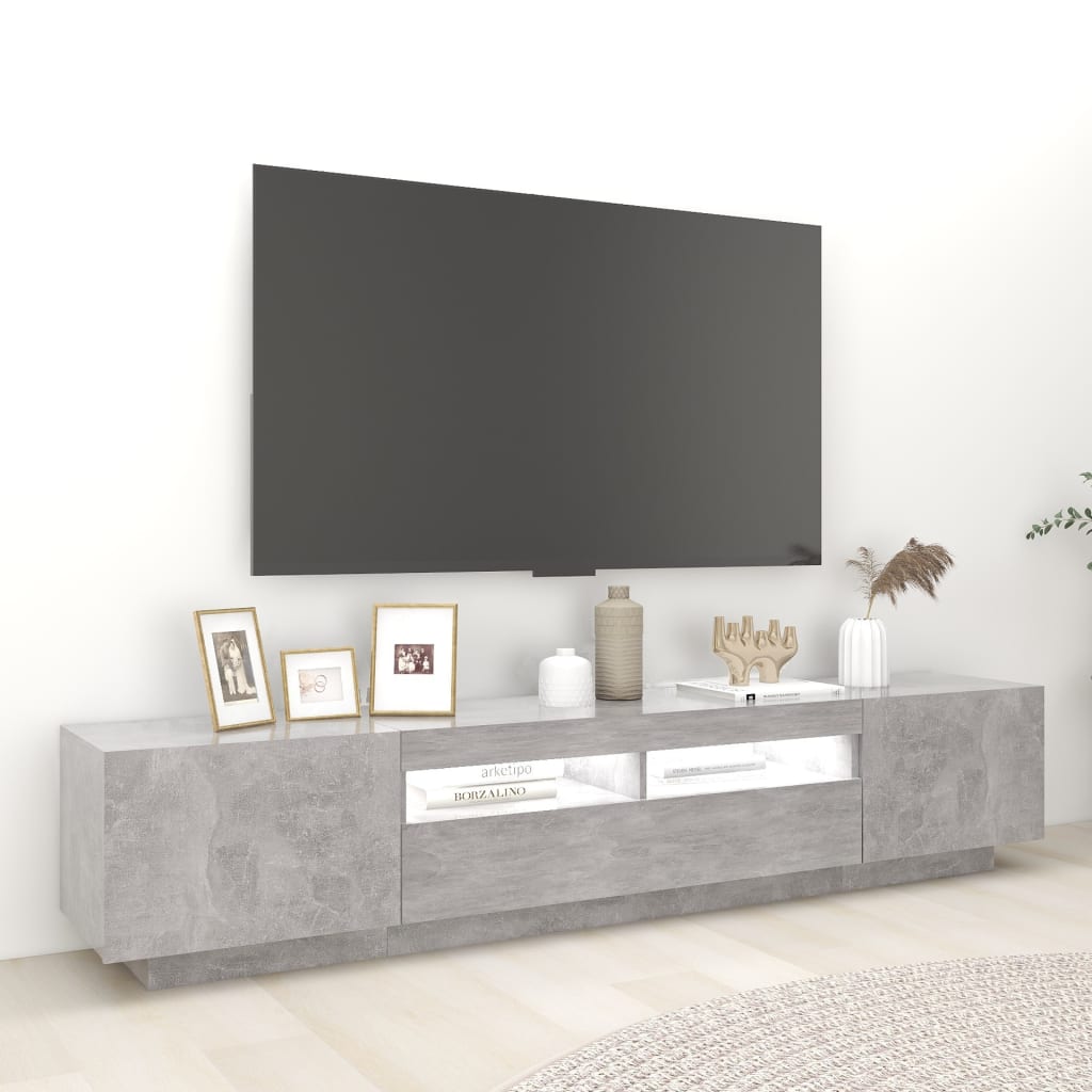 Mobile Porta TV con Luci LED Grigio Cemento 200x35x40 cm - homemem39