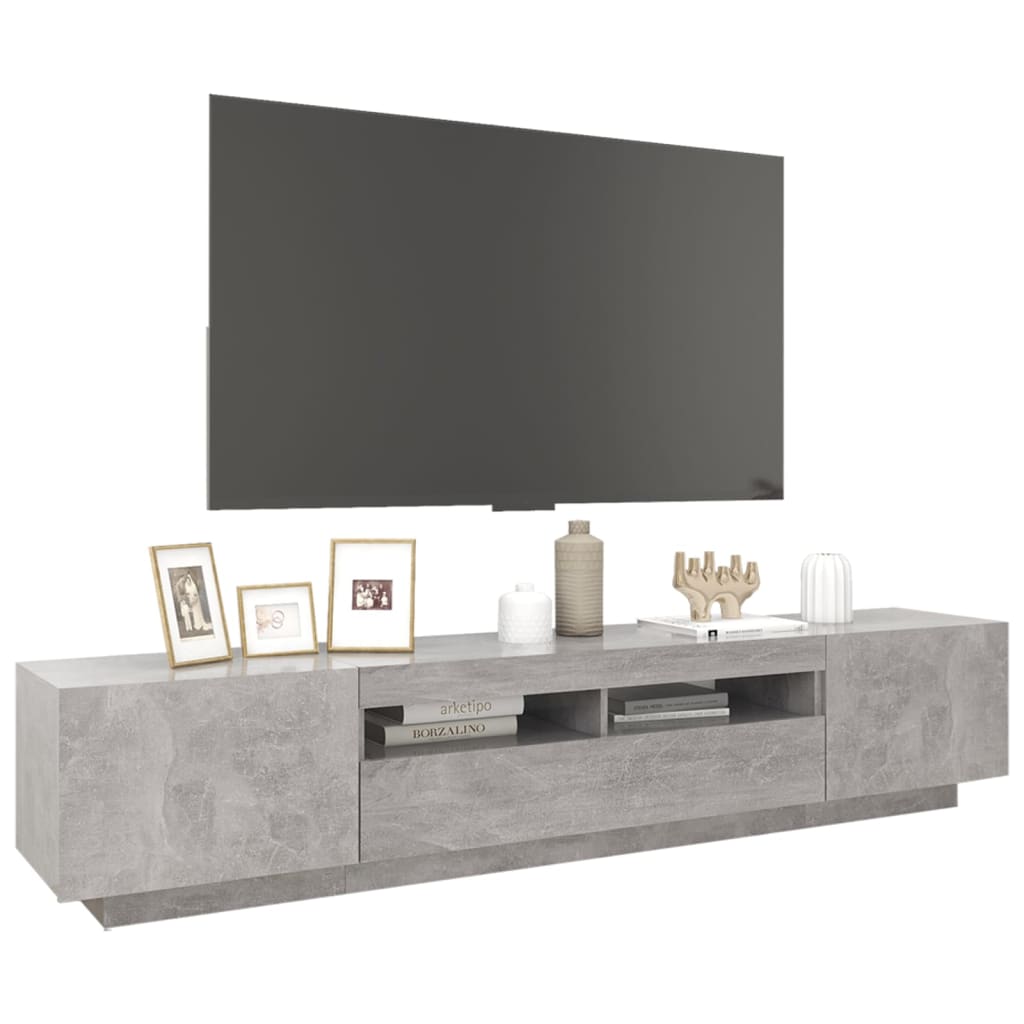 Mobile Porta TV con Luci LED Grigio Cemento 200x35x40 cm - homemem39