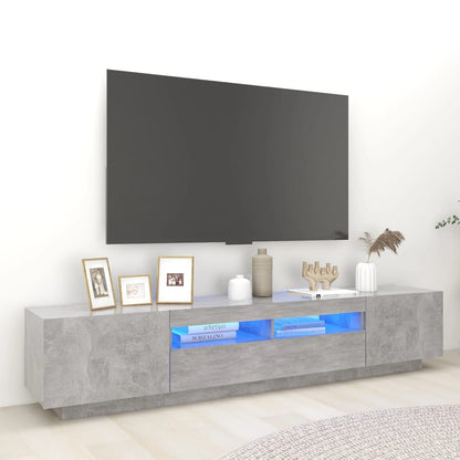 Mobile Porta TV con Luci LED Grigio Cemento 200x35x40 cm - homemem39