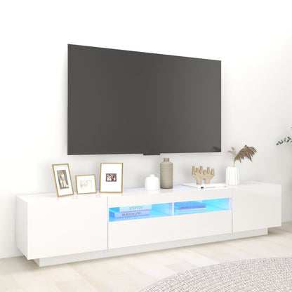 Mobile Porta TV con Luci LED Bianco Lucido 200x35x40 cm