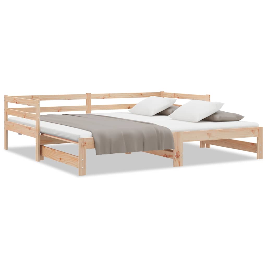 Divano Letto Estraibile in Legno Massello di Pino 2x(90x200) cm | homemem39