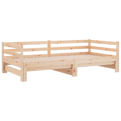 Divano Letto Estraibile in Legno Massello di Pino 2x(90x200) cm | homemem39