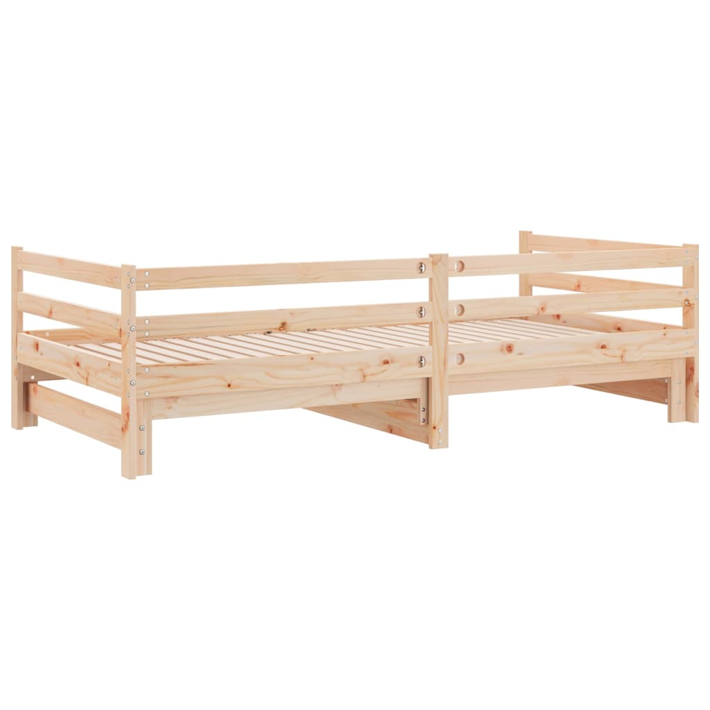 Divano Letto Estraibile in Legno Massello di Pino 2x(90x200) cm | homemem39