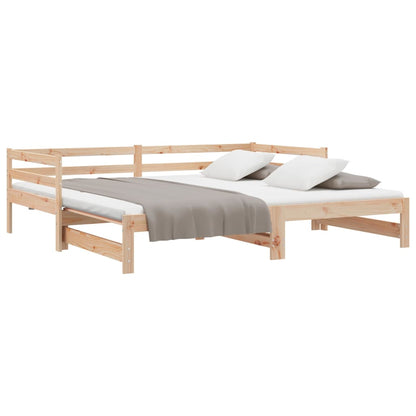 Divano Letto Estraibile in Legno Massello di Pino 2x(90x200) cm | homemem39