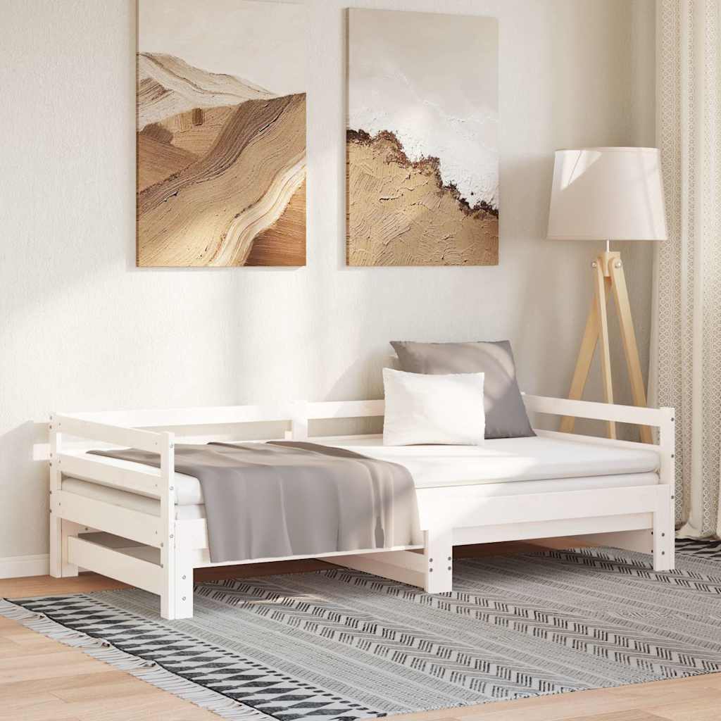 Dormeuse Estraibile Bianca in Massello di Pino 90x200 cm