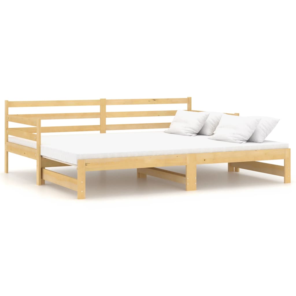 Divano Letto Estraibile in Legno Massello di Pino 2x(90x200) cm | homemem39
