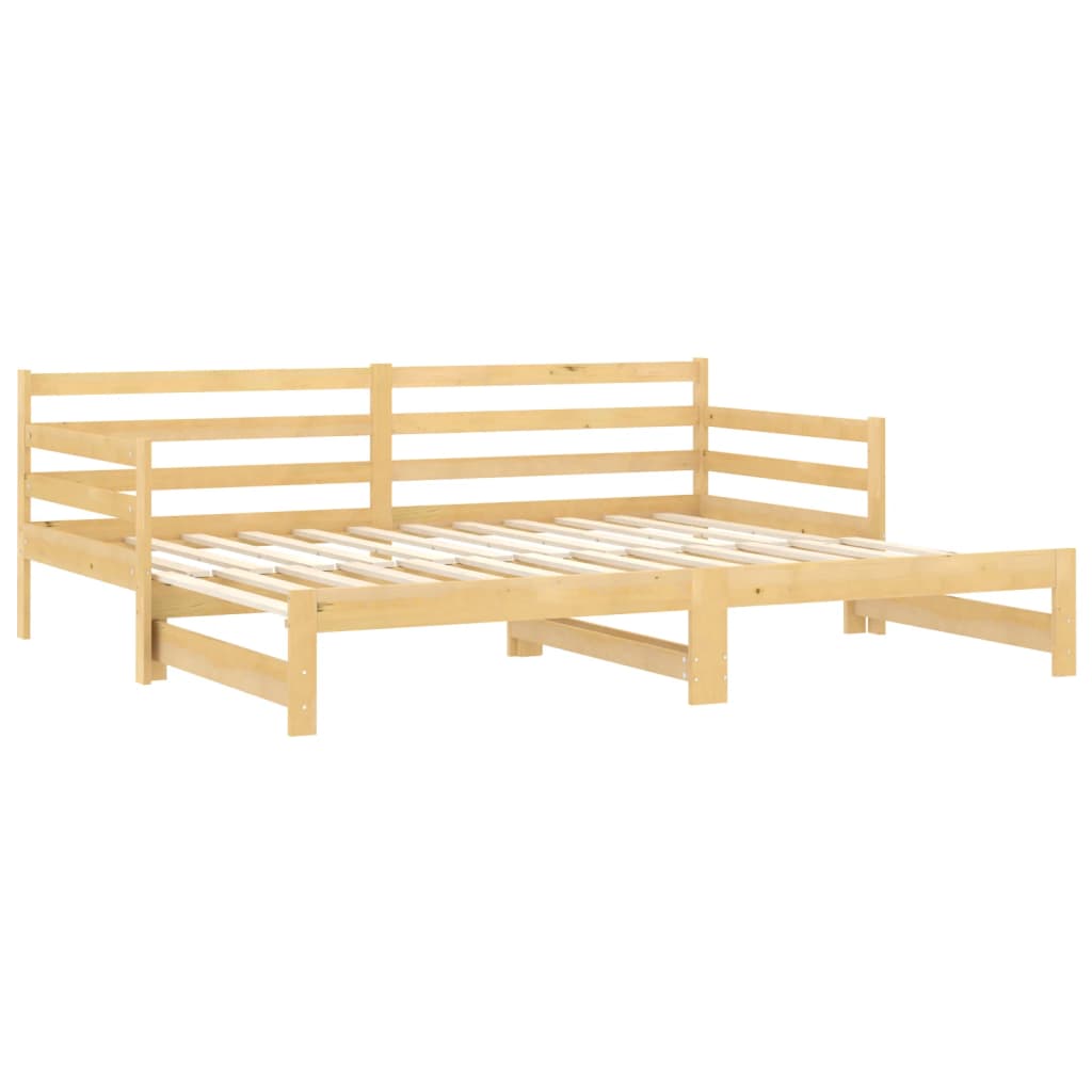 Divano Letto Estraibile in Legno Massello di Pino 2x(90x200) cm | homemem39