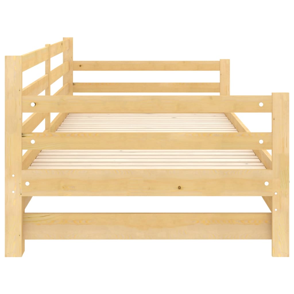 Divano Letto Estraibile in Legno Massello di Pino 2x(90x200) cm | homemem39