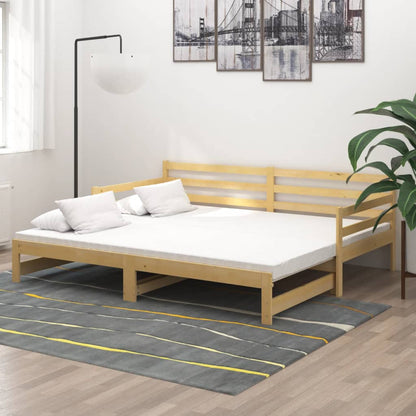 Divano Letto Estraibile in Legno Massello di Pino 2x(90x200) cm | homemem39