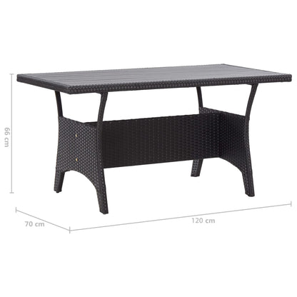 Black Garden Table 120x70x66 cm in Polyrattan