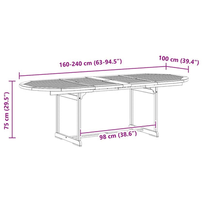 Tavolo da Pranzo per Esterni (160-240)x100x75cm Massello Acacia | homemem39