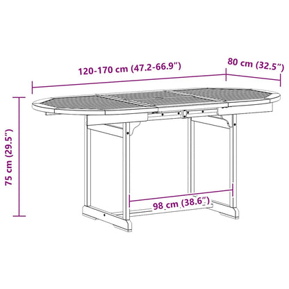 Tavolo da Pranzo per Esterni (120-170)x80x75 cm Massello Acacia | homemem39