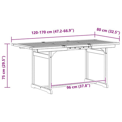 Tavolo da Pranzo per Esterni (120-170)x80x75 cm Massello Acacia