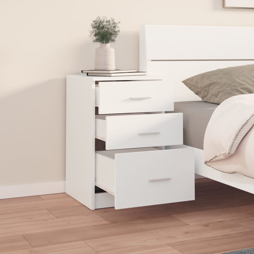 Comodino Bianco 40x40x63 cm in Legno Multistrato | homemem39