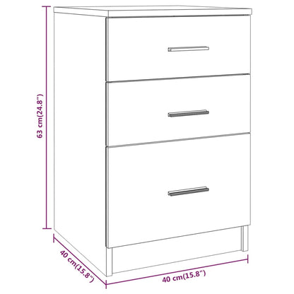 Comodino Bianco 40x40x63 cm in Legno Multistrato