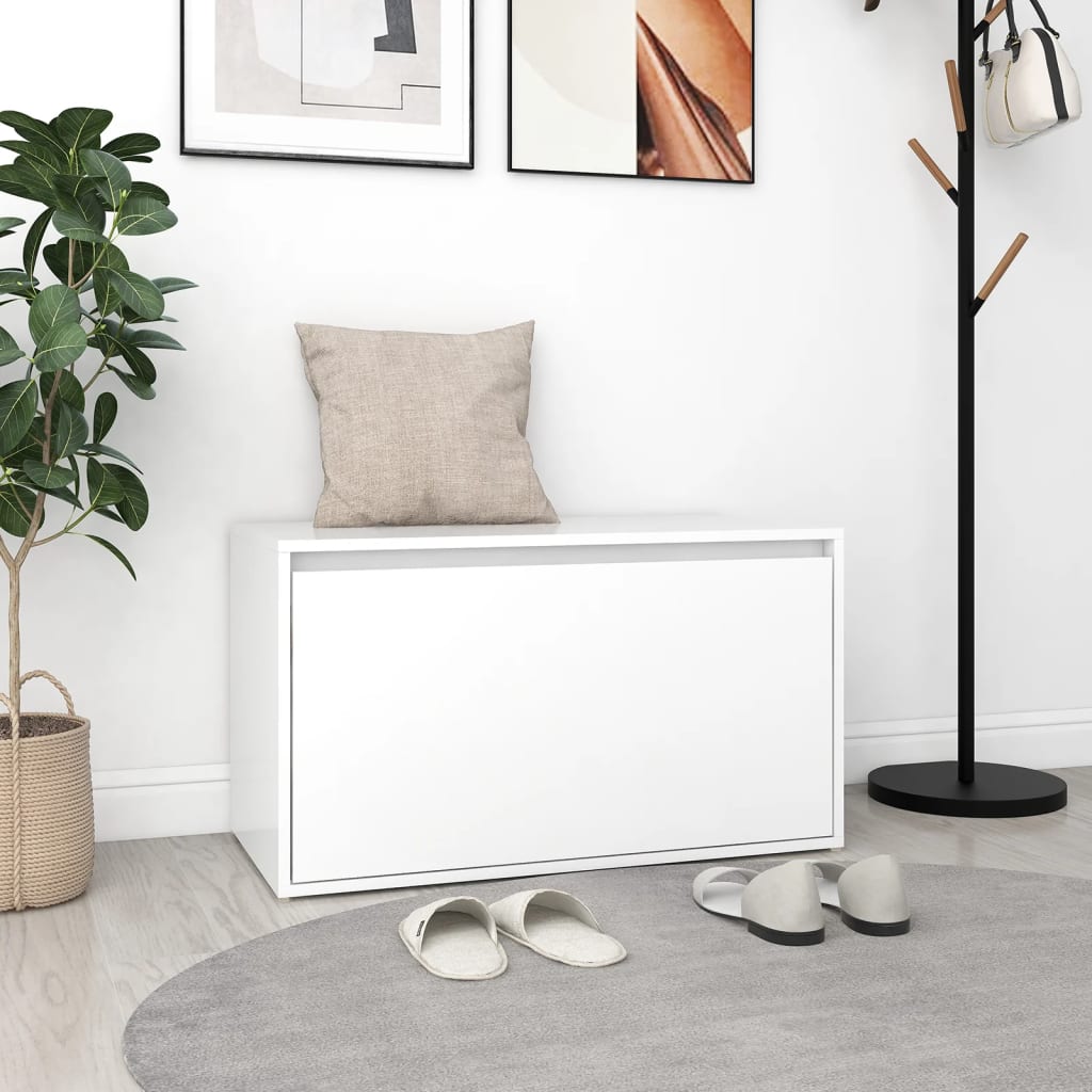 Panca da Ingresso 80x40x45 cm Bianca in Legno Multistrato | homemem39