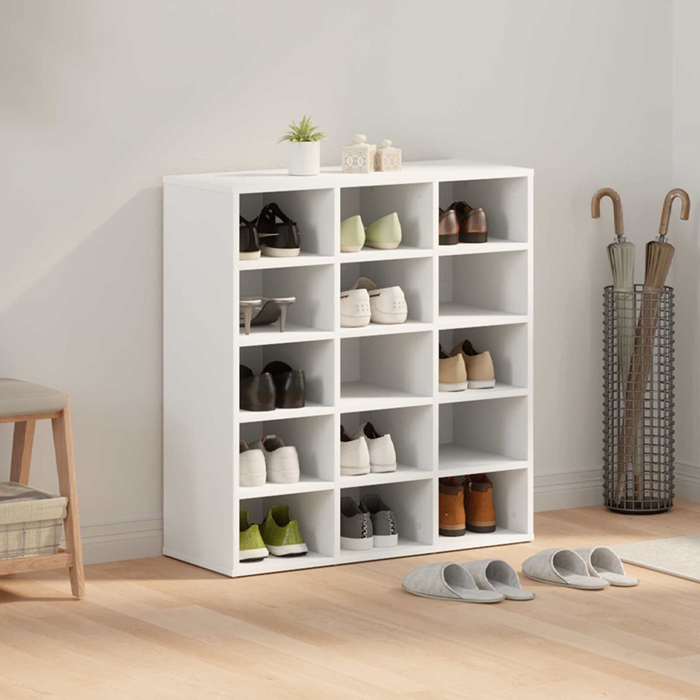 Mobile per scarpe Bianco 77,5 x 30 x 83,5 cm Legno multistrato