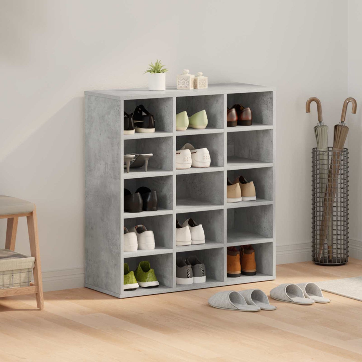Mobile per scarpe Grigio cemento 77,5 x 30 x 83,5 cm