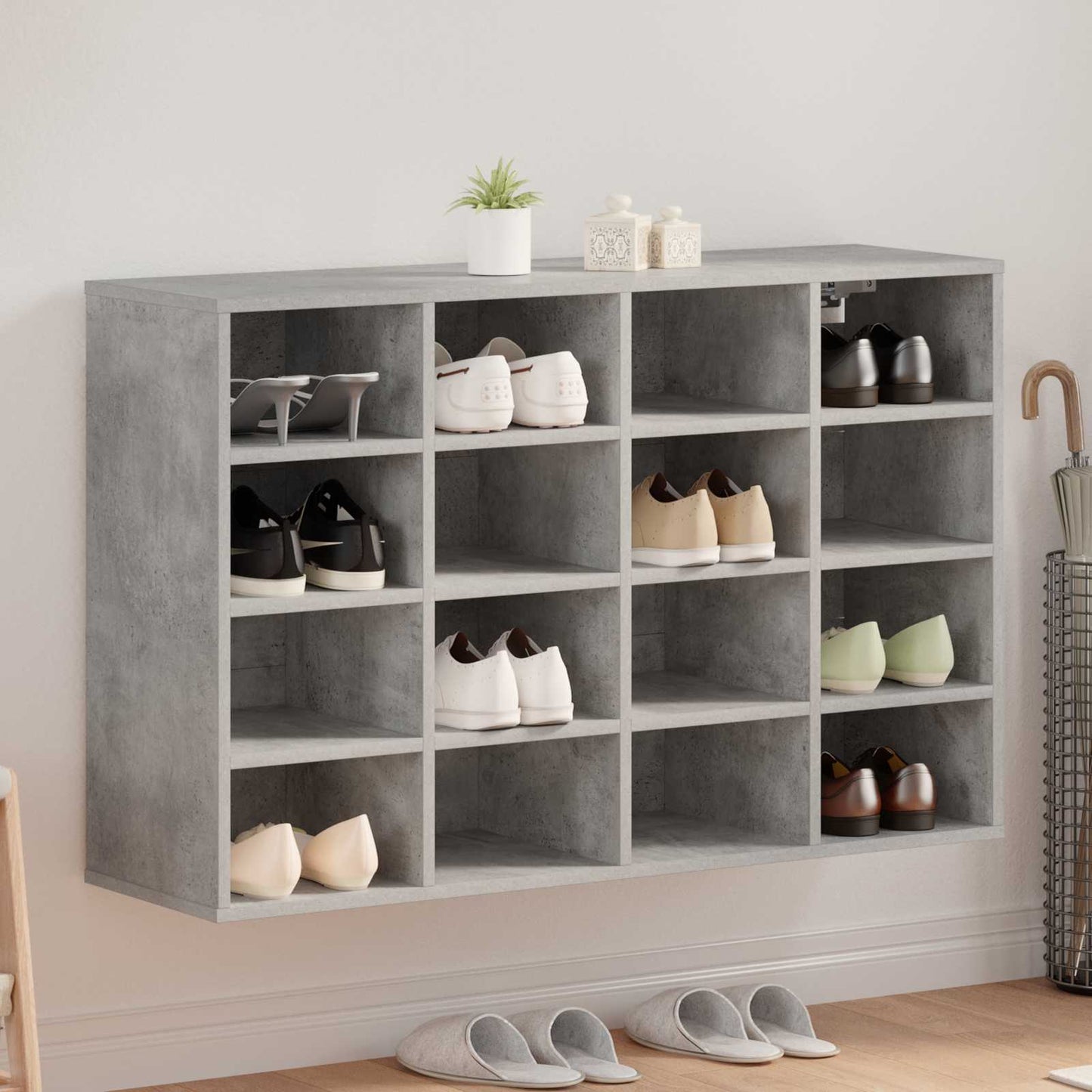 Mobile per scarpe Grigio cemento 103 x 30 x 67 cm