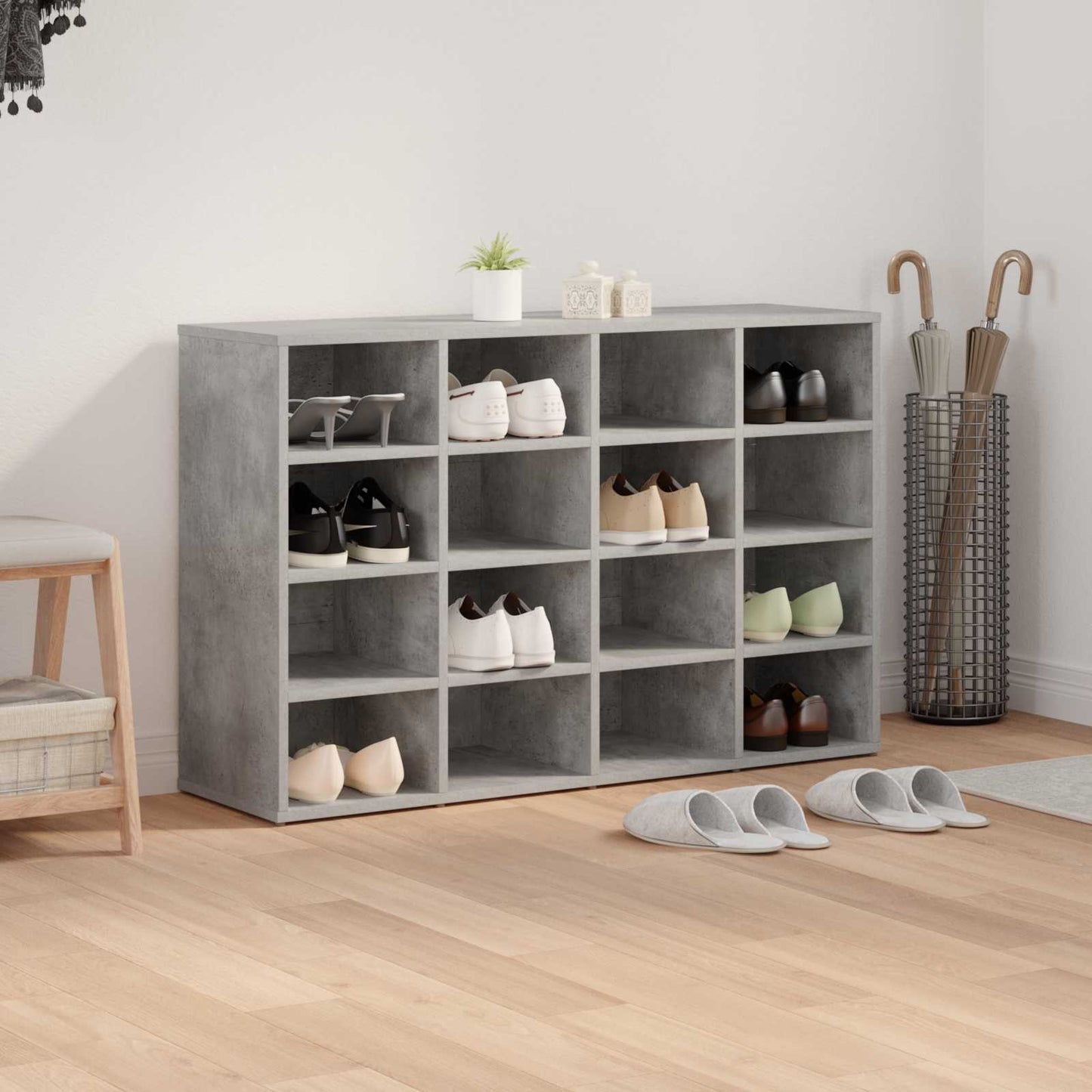 Mobile per scarpe Grigio cemento 103 x 30 x 67 cm