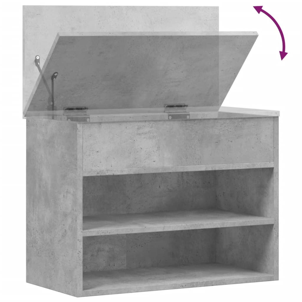 Panca Portascarpe Grigio Cemento 60x30x45 cm in Truciolato - homemem39