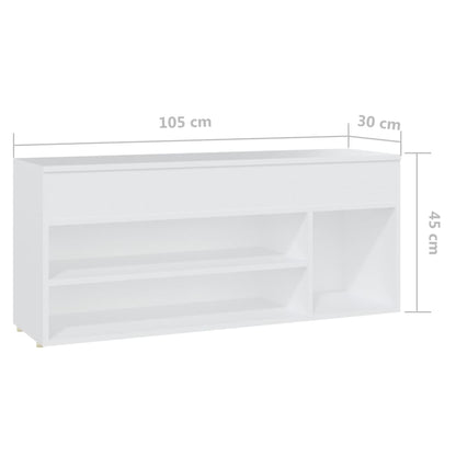 Panca Portascarpe Bianco 105x30x45 cm in Truciolato - homemem39