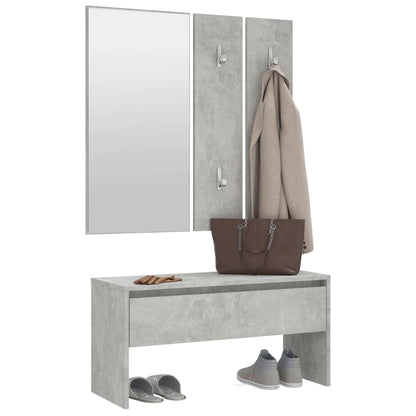 Set di Mobili da Corridoio Grigio Cemento in Legno Multistrato | homemem39
