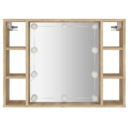 Mobile a Specchio con LED Rovere Sonoma 76x15x55 cm