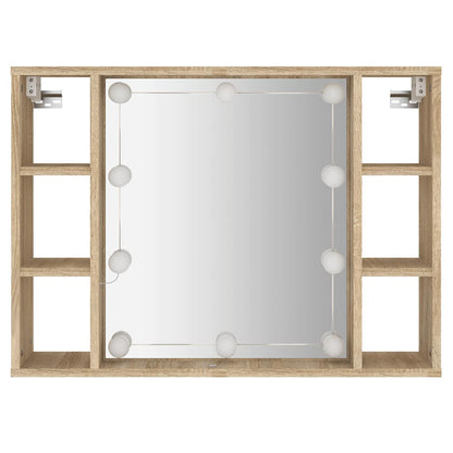 Mobile a Specchio con LED Rovere Sonoma 76x15x55 cm